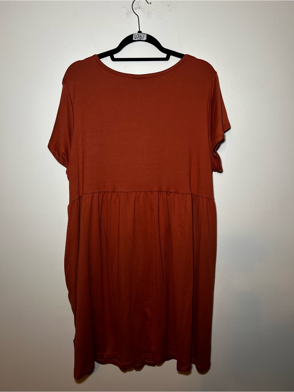 LuLaRoe Heidi Button-Front Babydoll Dress in Rust Orange - Picture 4 of 5